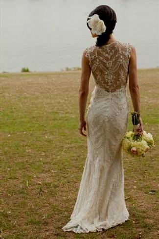 full lace back wedding dress