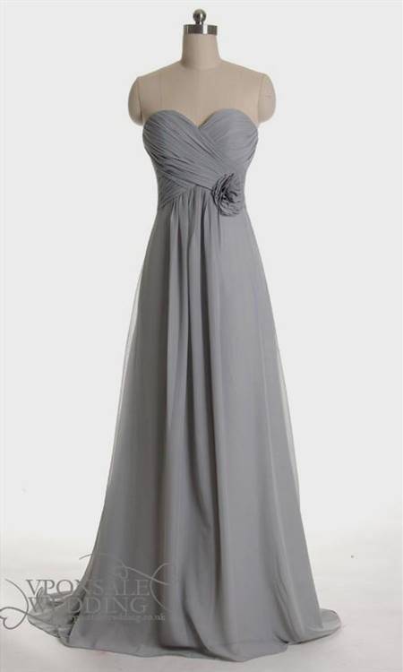 full length grey bridesmaid dresses