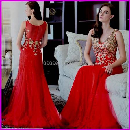 gold and red prom dresses