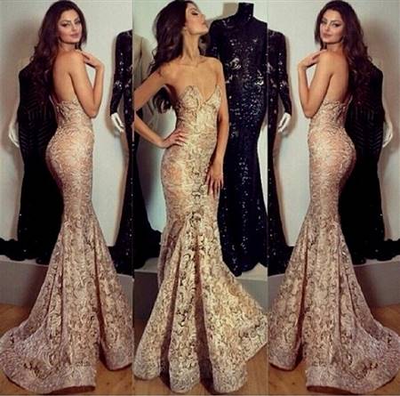 gold lace mermaid prom dresses
