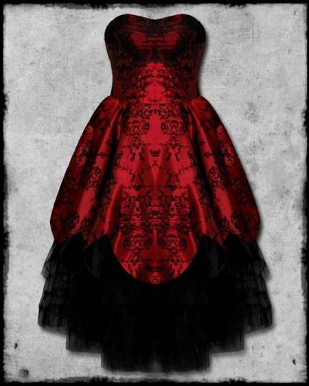 gothic red and black prom dress