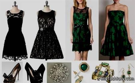 green and black lace dress