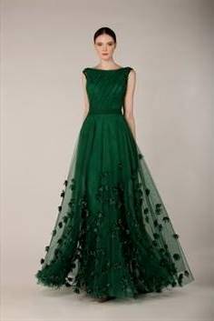 green and white wedding gown