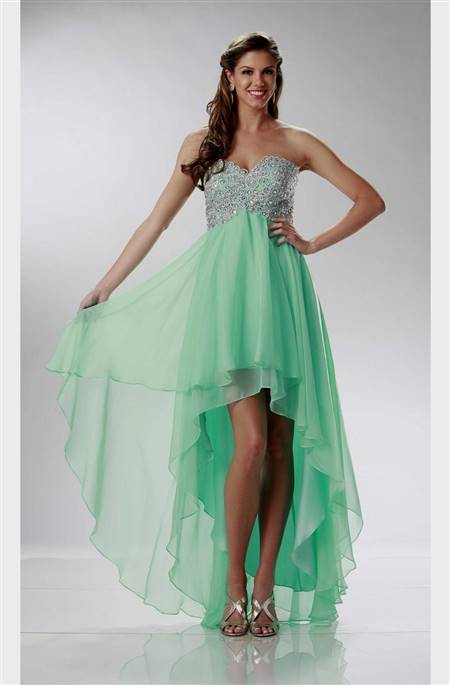 green high low prom dresses