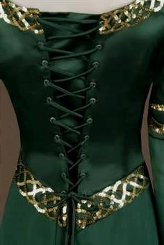 green medieval dress with corset