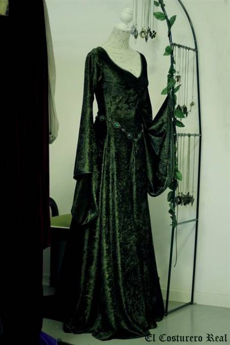 green medieval dress with corset