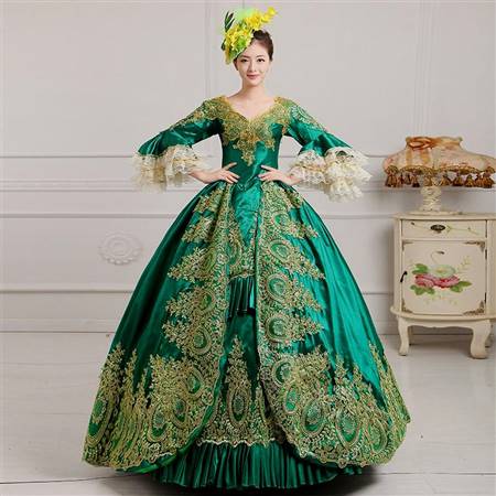 green victorian ball gowns