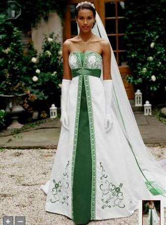 green wedding gown