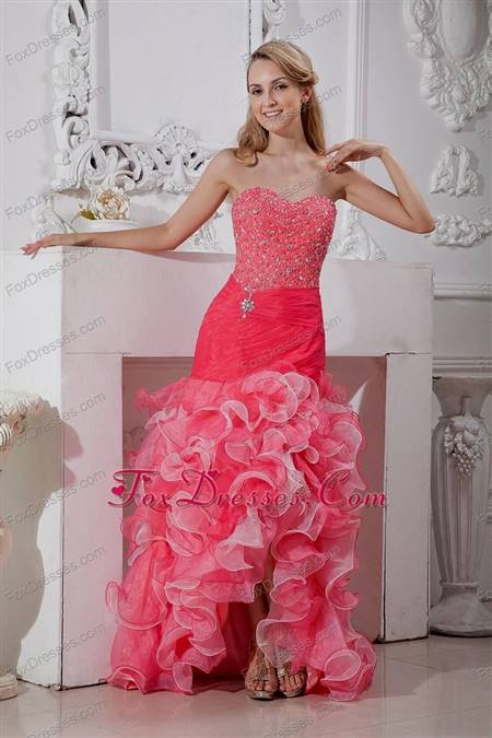 high low coral prom dresses