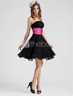 hot pink and black bridesmaid dresses
