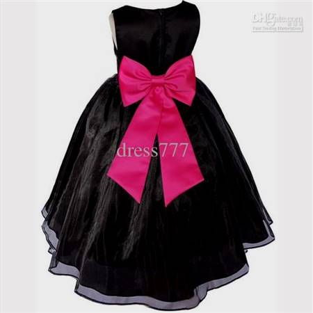hot pink and black flower girl dresses