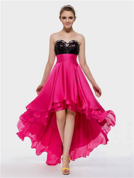 hot pink and black prom dresses