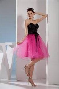 hot pink and black prom dresses