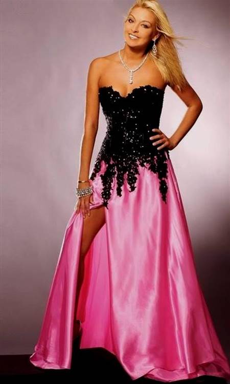 hot pink and black wedding dresses
