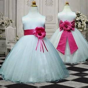 hot pink and white flower girl dresses