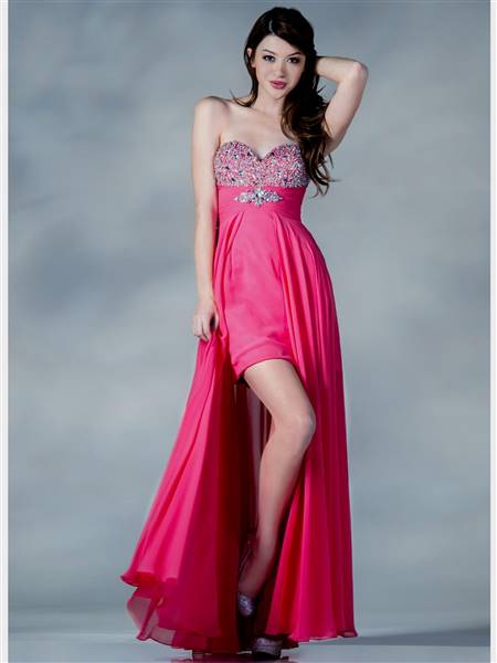 hot pink high low prom dresses