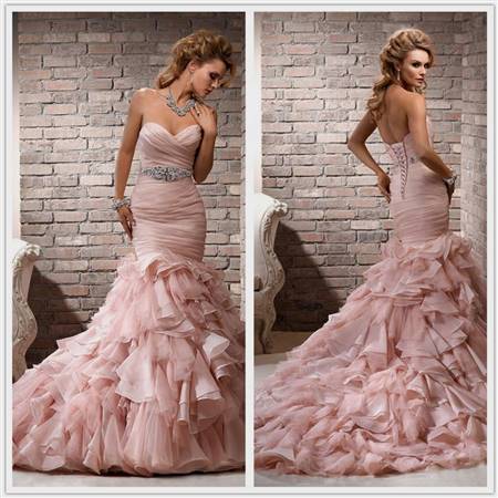 hot pink mermaid wedding dresses