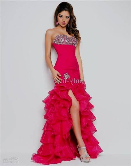 hot pink prom dresses with diamonds