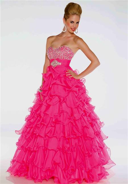 hot pink prom dresses with straps