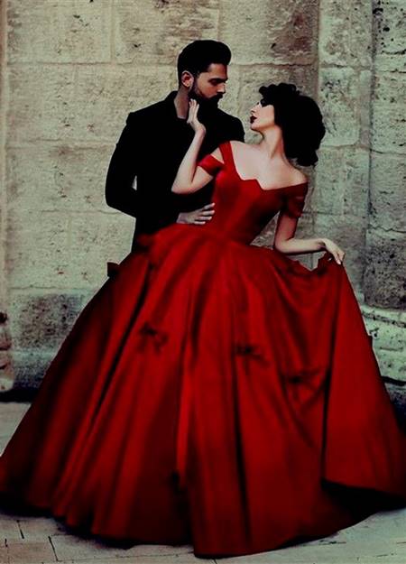 hot red ball gown