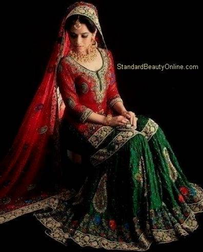 indian green bridal dresses