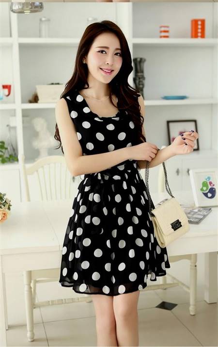 korean black and white casual dress