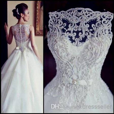 lace back ball gown wedding dress