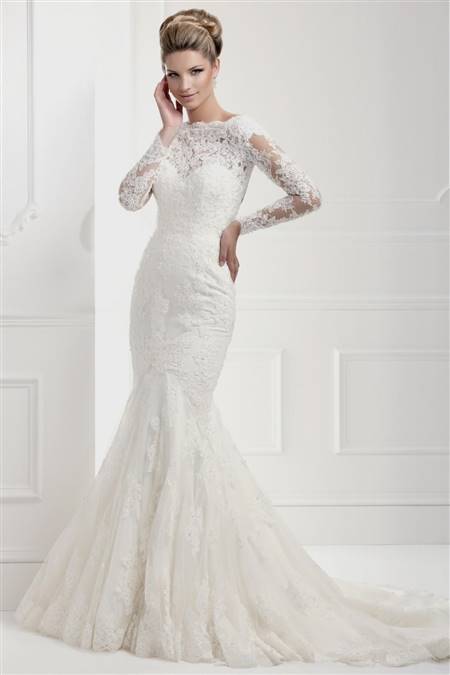 lace back fishtail wedding dress
