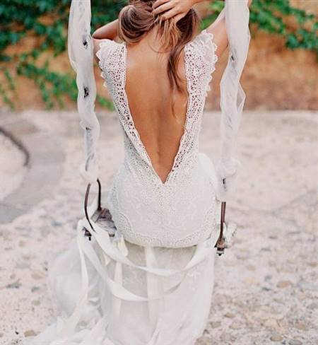 lace beach wedding dresses open back