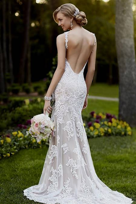lace fishtail backless wedding dress