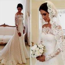 lace fishtail off the shoulder wedding dress
