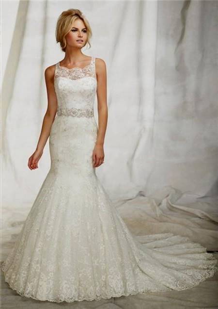 lace fishtail wedding dress with straps