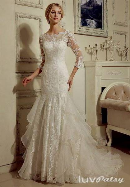 lace wedding dress with 3/4 sleeves