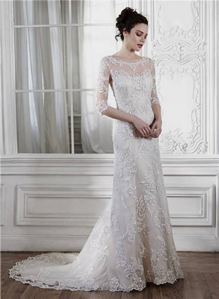 lace wedding dress with 3/4 sleeves