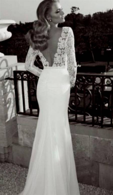 lace wedding dress with sleeves and open back