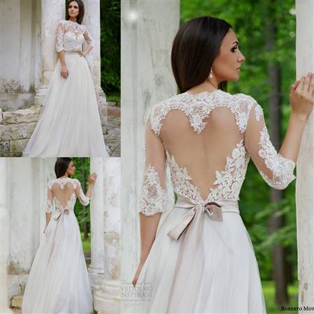 lace wedding dresses with open back and sleeves