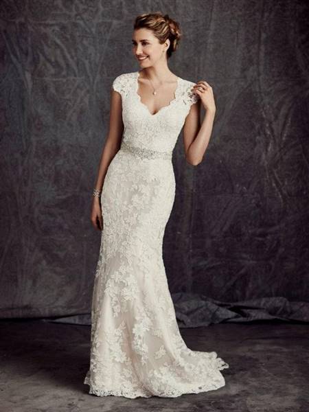 lace wedding gowns with cap sleeves
