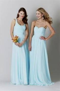 light blue bridesmaid dresses with straps