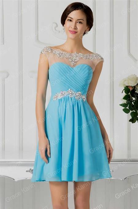 light blue cocktail dress with sleeves