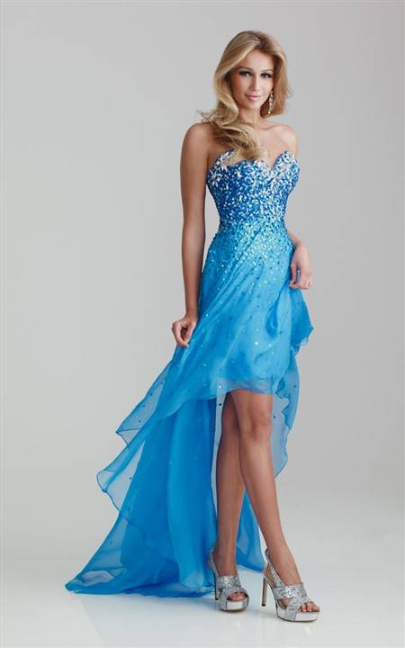 light blue high low prom dresses