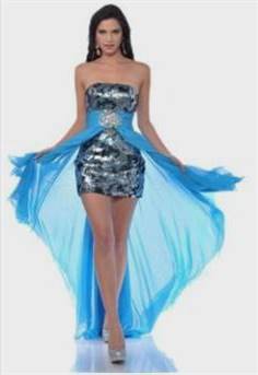light blue high low prom dresses