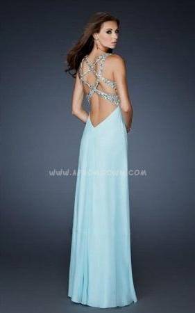 light blue open back prom dresses