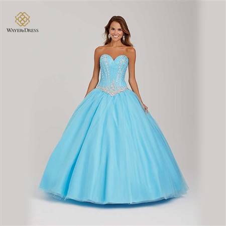 light blue puffy prom dresses