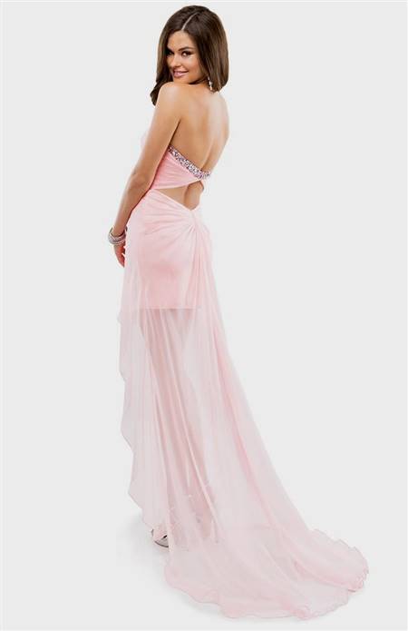 light pink high low prom dresses