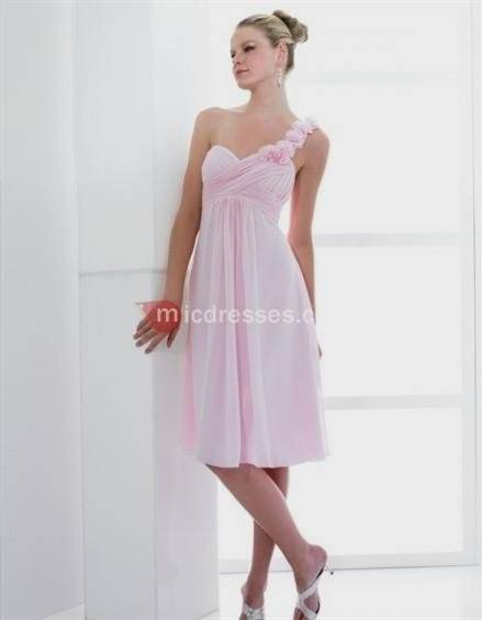 light pink one shoulder bridesmaid dresses
