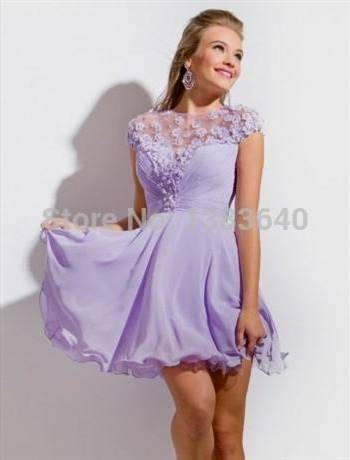 light purple cocktail dress with sleeves