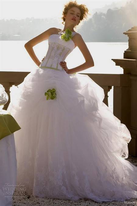lime green and white wedding dresses