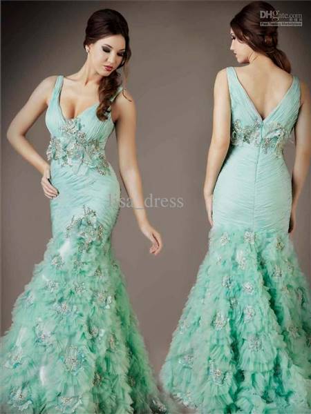 mint green mermaid wedding dress