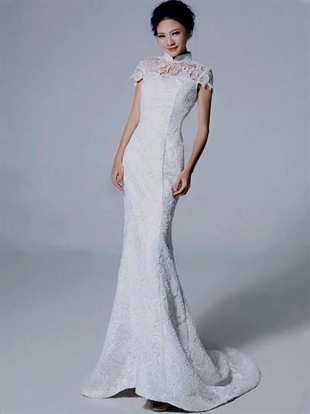 modern chinese white wedding dress