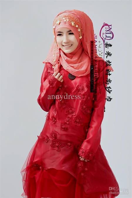 modern muslim wedding dress red